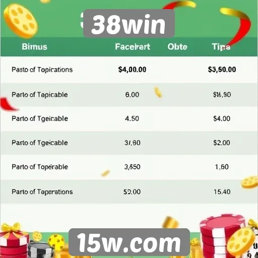 Comparativo de bônus oferecidos no 38win